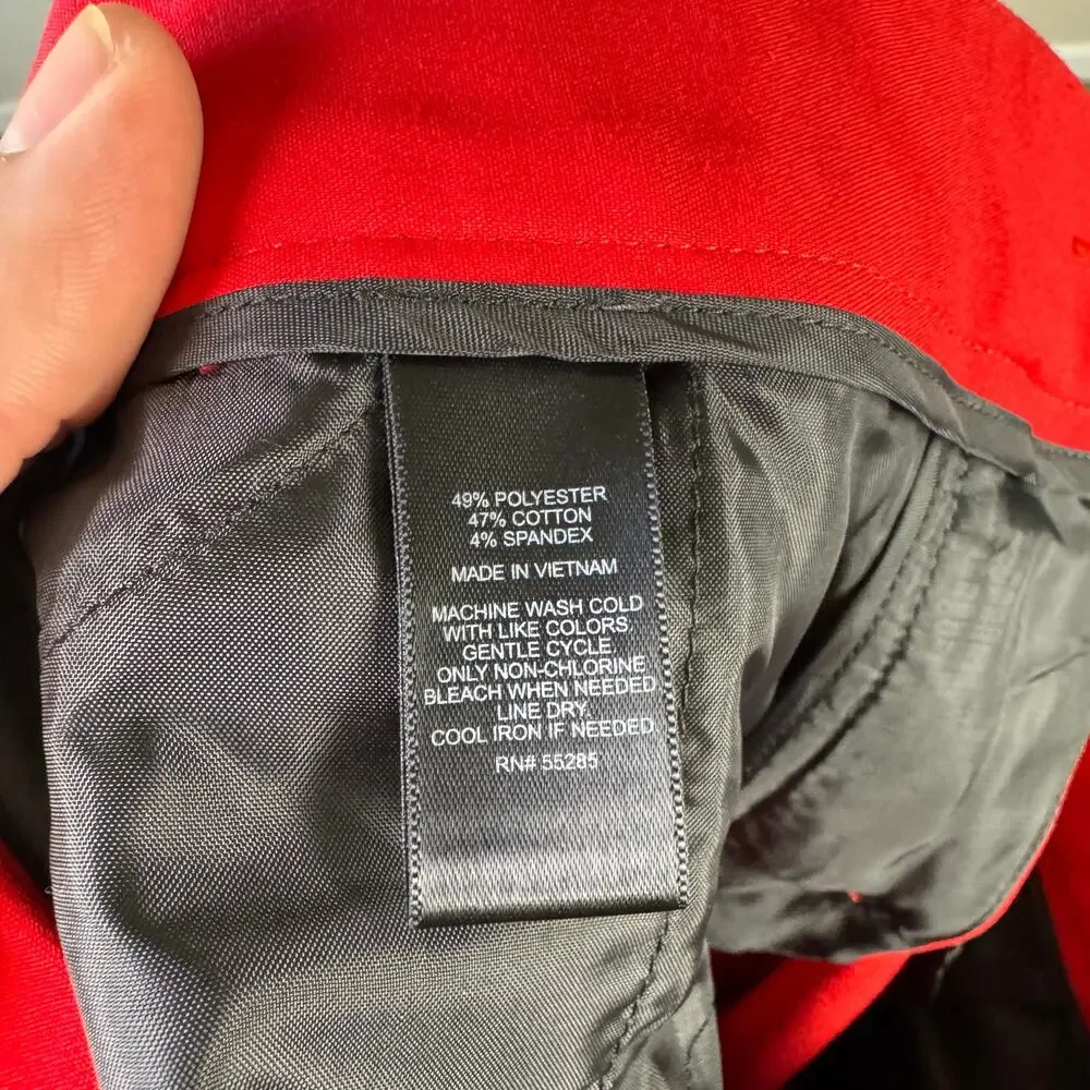 Express Red Editor Studio Stretch Twill Mid Rise Workwear Trousers US Womens 4R - Picture 7 of 8